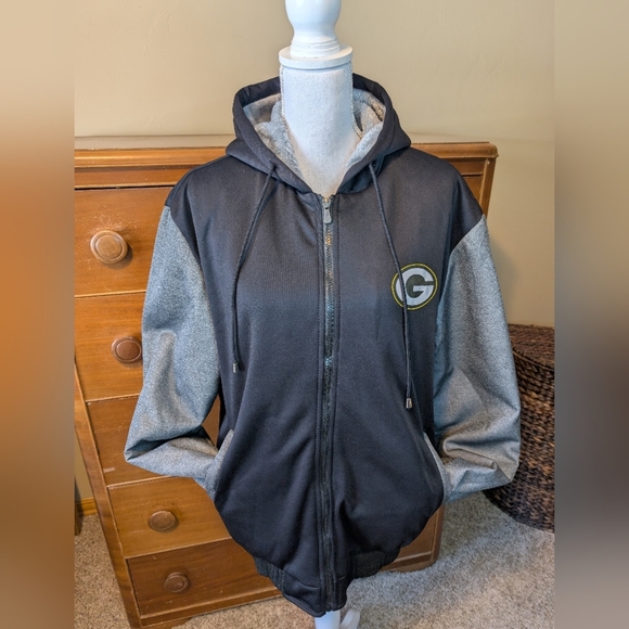 NFL GREEN BAY PACKER Full Zip Logo Sweatshirt Jacket SZ XL Faux Fur - Picture 6 of 15